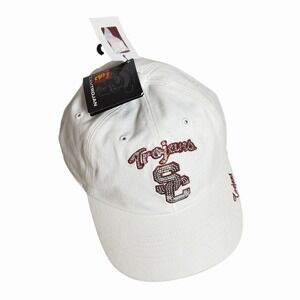 NWT USC Trojans‎ Womens White Sequin Logo Baseball Cap Hat Team Trojan New